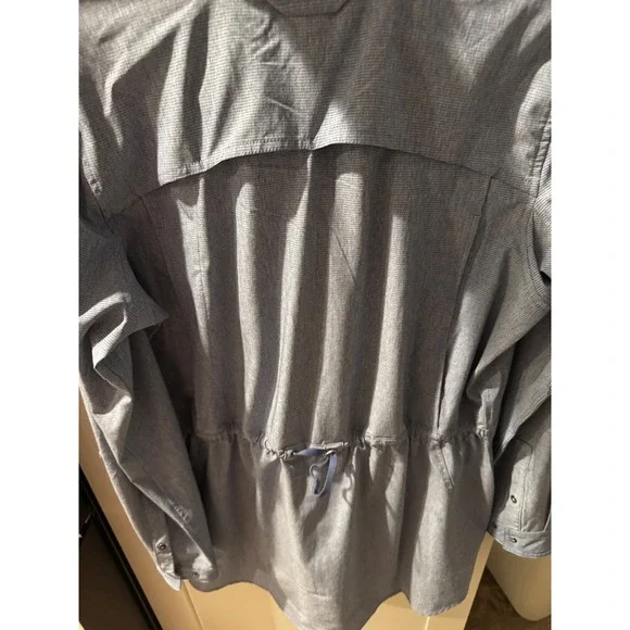 Duluth‎ Trading Co Snap Neck Tunic Shirt Blue Stripe Women's Medium Lightweight - Picture 9 of 10